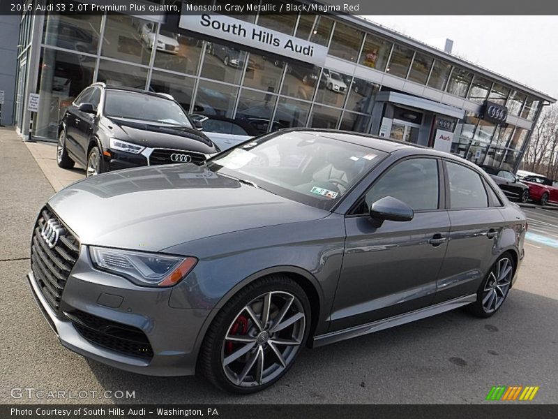 Monsoon Gray Metallic / Black/Magma Red 2016 Audi S3 2.0T Premium Plus quattro