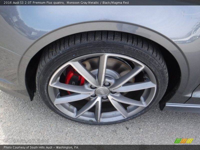 Monsoon Gray Metallic / Black/Magma Red 2016 Audi S3 2.0T Premium Plus quattro