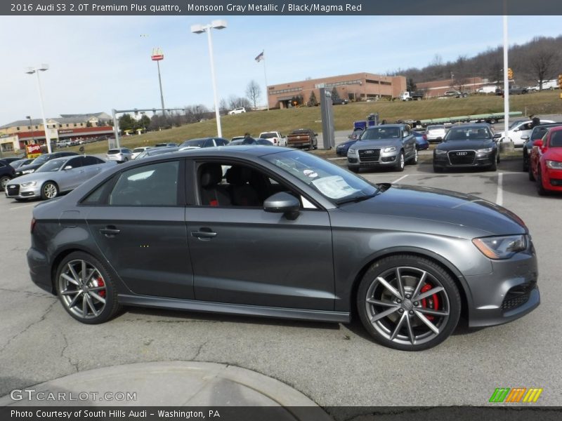 Monsoon Gray Metallic / Black/Magma Red 2016 Audi S3 2.0T Premium Plus quattro