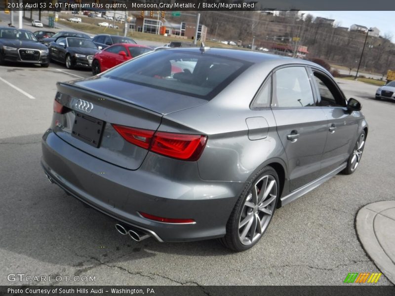 Monsoon Gray Metallic / Black/Magma Red 2016 Audi S3 2.0T Premium Plus quattro