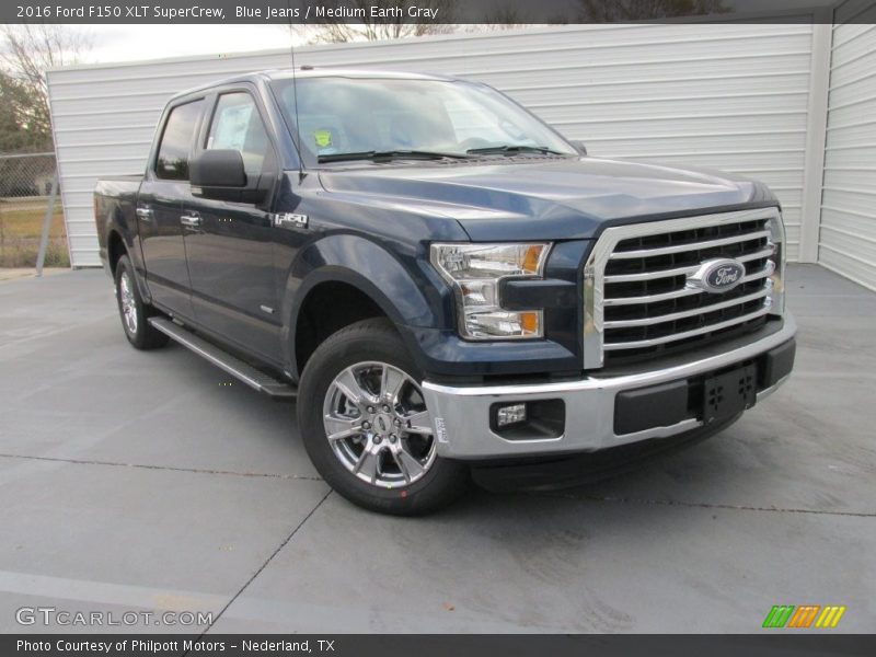 Blue Jeans / Medium Earth Gray 2016 Ford F150 XLT SuperCrew