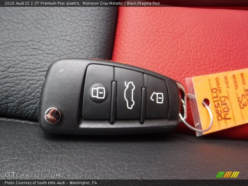 Monsoon Gray Metallic / Black/Magma Red 2016 Audi S3 2.0T Premium Plus quattro
