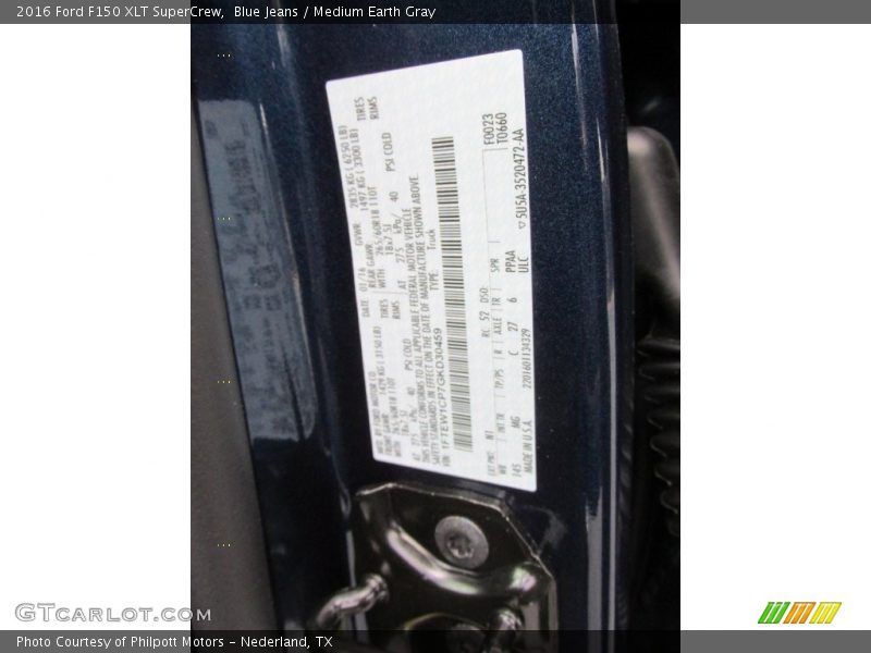 Blue Jeans / Medium Earth Gray 2016 Ford F150 XLT SuperCrew