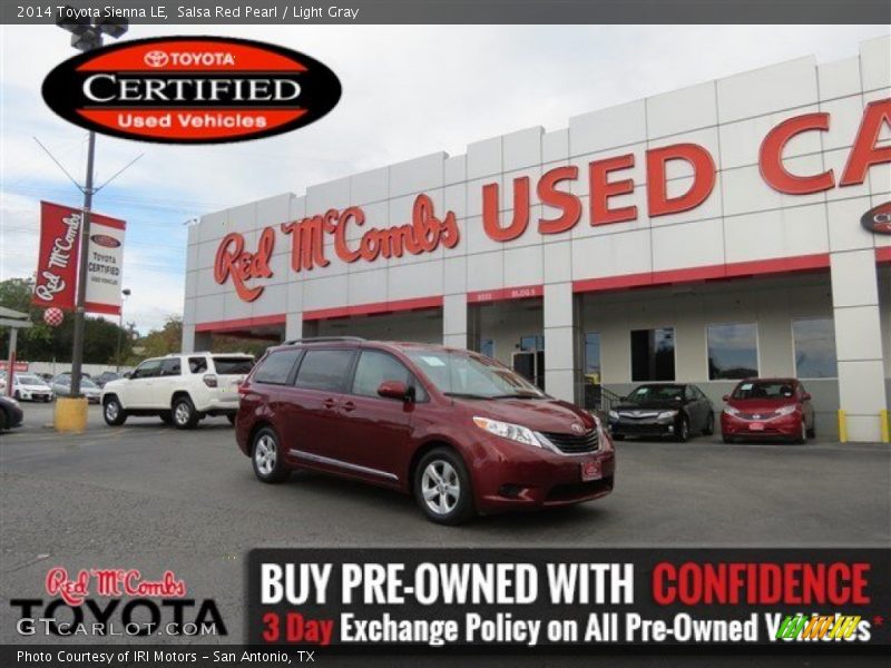 Salsa Red Pearl / Light Gray 2014 Toyota Sienna LE