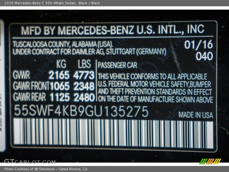 Black / Black 2016 Mercedes-Benz C 300 4Matic Sedan