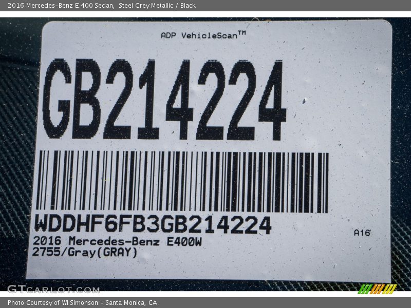 Steel Grey Metallic / Black 2016 Mercedes-Benz E 400 Sedan