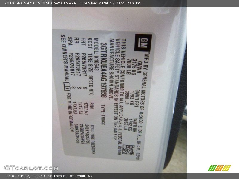 Pure Silver Metallic / Dark Titanium 2010 GMC Sierra 1500 SL Crew Cab 4x4