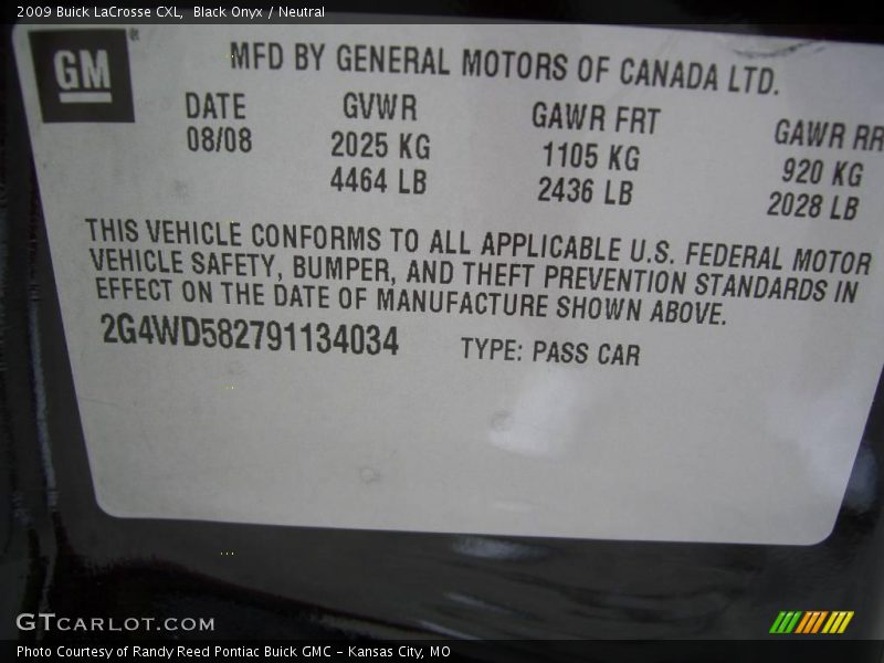 Black Onyx / Neutral 2009 Buick LaCrosse CXL