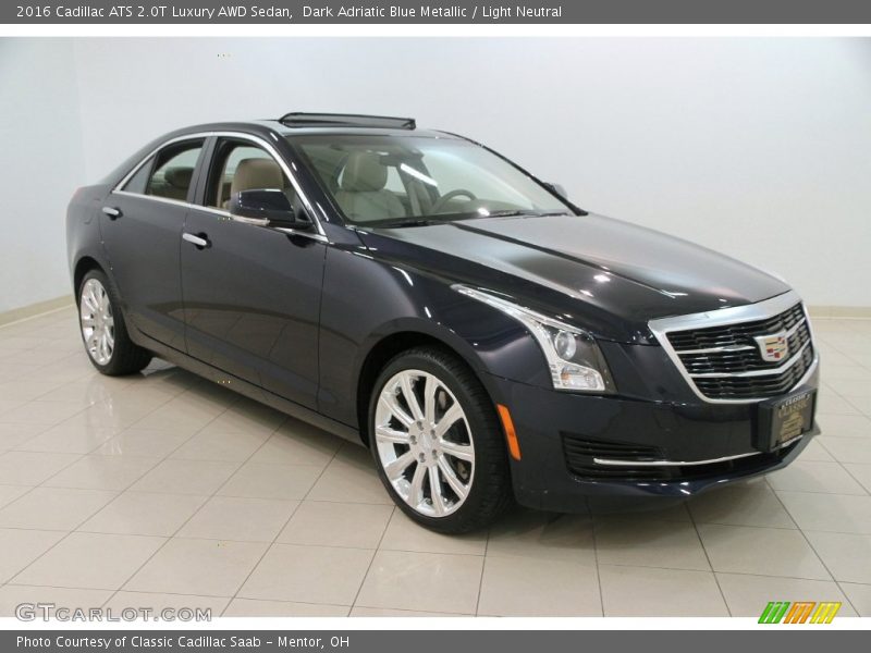 Dark Adriatic Blue Metallic / Light Neutral 2016 Cadillac ATS 2.0T Luxury AWD Sedan