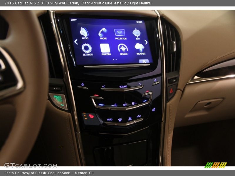 Dark Adriatic Blue Metallic / Light Neutral 2016 Cadillac ATS 2.0T Luxury AWD Sedan