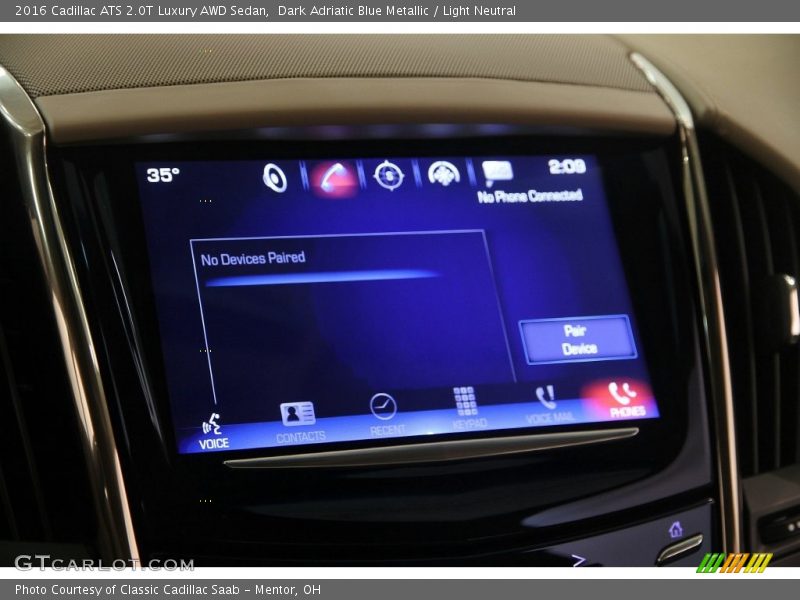 Dark Adriatic Blue Metallic / Light Neutral 2016 Cadillac ATS 2.0T Luxury AWD Sedan