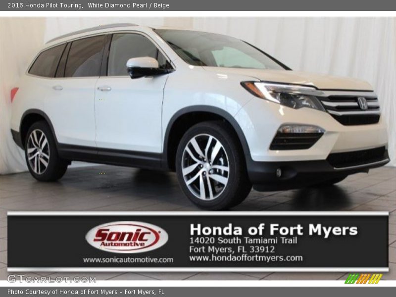 White Diamond Pearl / Beige 2016 Honda Pilot Touring