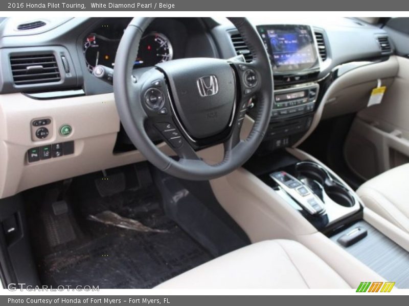 White Diamond Pearl / Beige 2016 Honda Pilot Touring