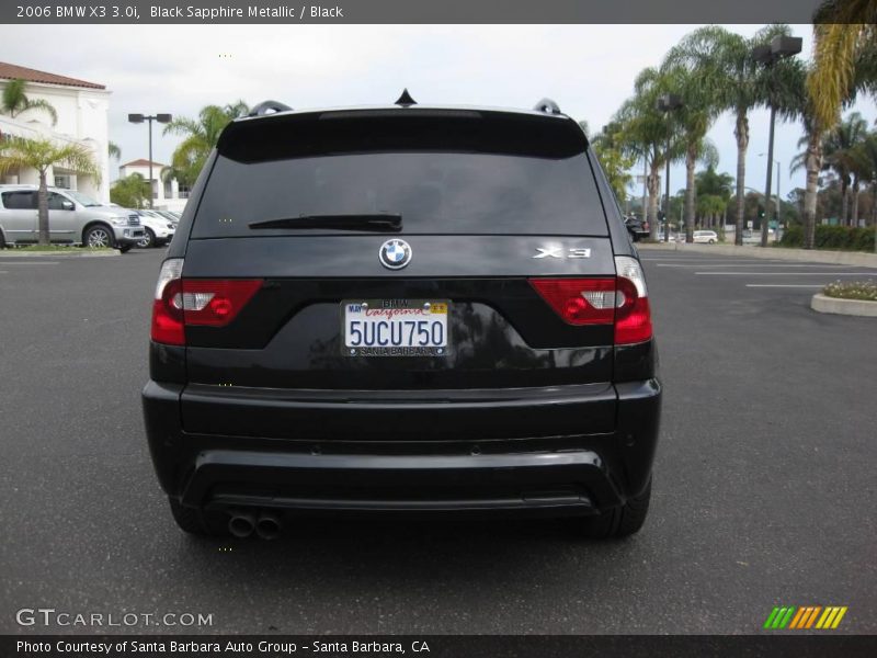 Black Sapphire Metallic / Black 2006 BMW X3 3.0i