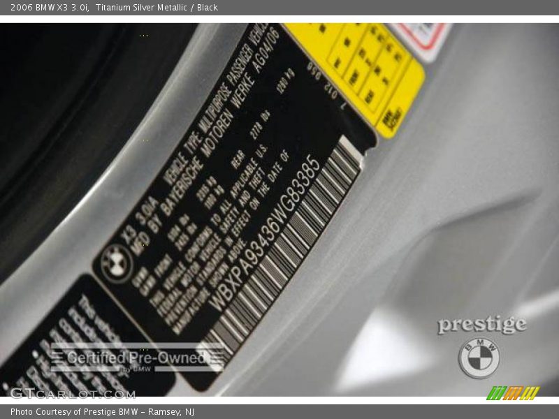 Titanium Silver Metallic / Black 2006 BMW X3 3.0i
