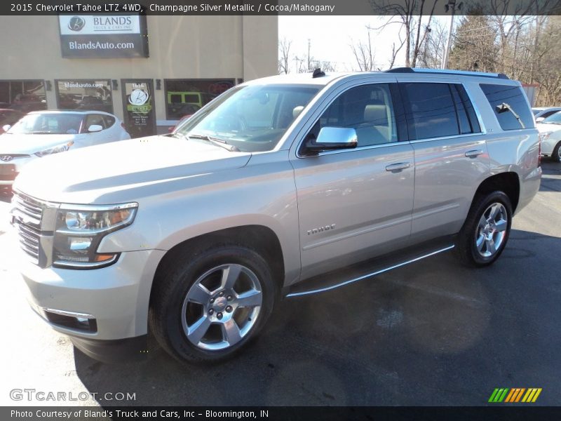 Champagne Silver Metallic / Cocoa/Mahogany 2015 Chevrolet Tahoe LTZ 4WD