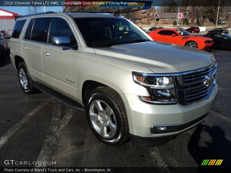 Champagne Silver Metallic / Cocoa/Mahogany 2015 Chevrolet Tahoe LTZ 4WD