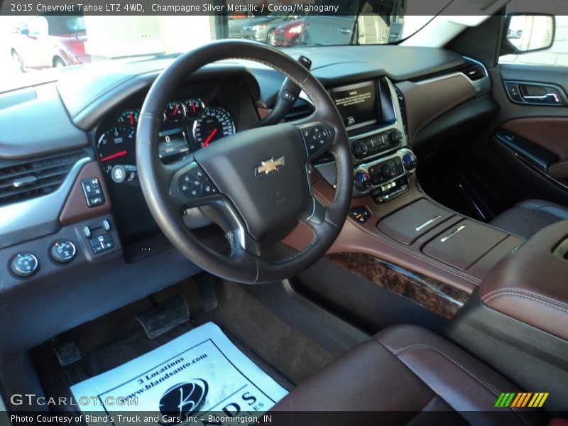 Champagne Silver Metallic / Cocoa/Mahogany 2015 Chevrolet Tahoe LTZ 4WD