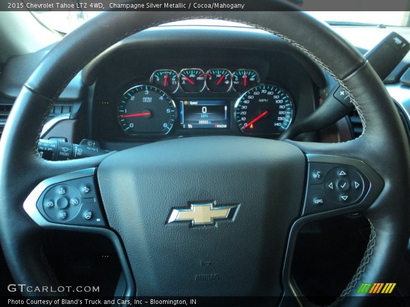 Champagne Silver Metallic / Cocoa/Mahogany 2015 Chevrolet Tahoe LTZ 4WD