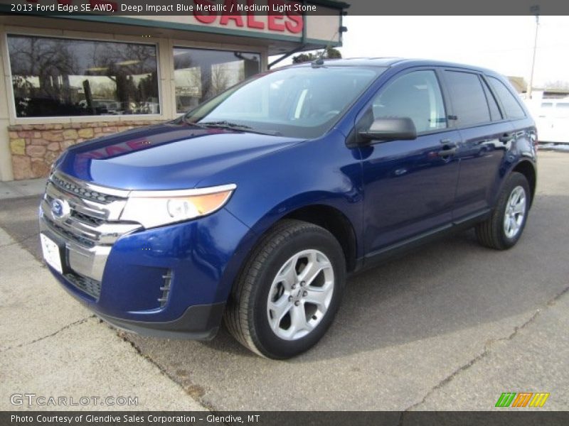 Deep Impact Blue Metallic / Medium Light Stone 2013 Ford Edge SE AWD