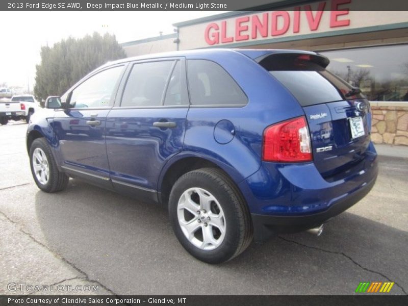 Deep Impact Blue Metallic / Medium Light Stone 2013 Ford Edge SE AWD