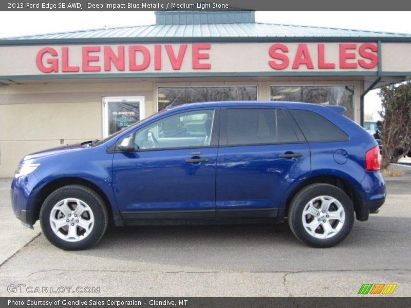 Deep Impact Blue Metallic / Medium Light Stone 2013 Ford Edge SE AWD