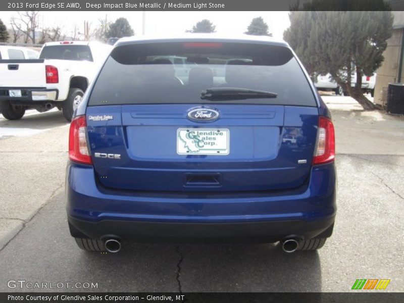 Deep Impact Blue Metallic / Medium Light Stone 2013 Ford Edge SE AWD