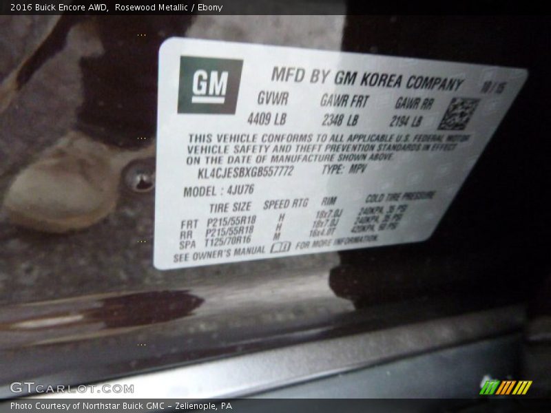 Rosewood Metallic / Ebony 2016 Buick Encore AWD