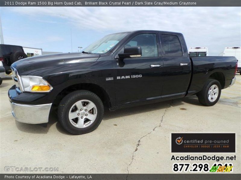 Brilliant Black Crystal Pearl / Dark Slate Gray/Medium Graystone 2011 Dodge Ram 1500 Big Horn Quad Cab