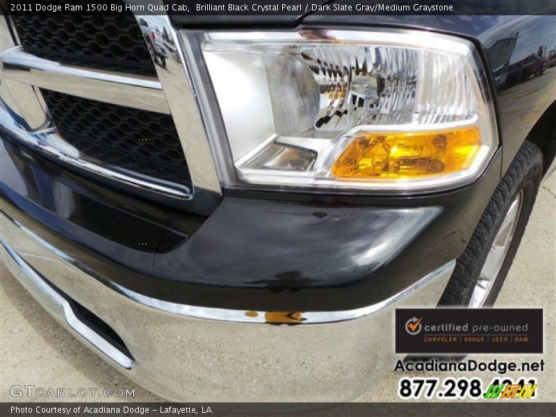 Brilliant Black Crystal Pearl / Dark Slate Gray/Medium Graystone 2011 Dodge Ram 1500 Big Horn Quad Cab