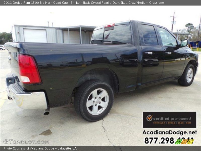 Brilliant Black Crystal Pearl / Dark Slate Gray/Medium Graystone 2011 Dodge Ram 1500 Big Horn Quad Cab