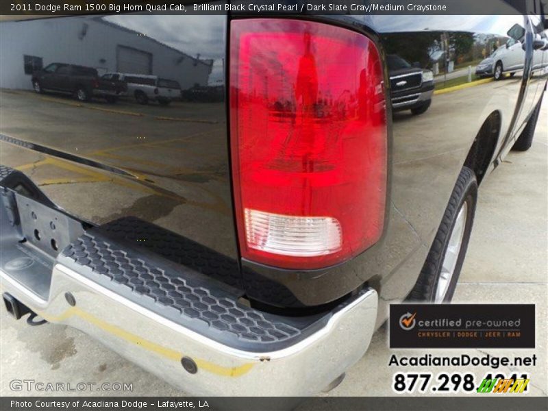 Brilliant Black Crystal Pearl / Dark Slate Gray/Medium Graystone 2011 Dodge Ram 1500 Big Horn Quad Cab