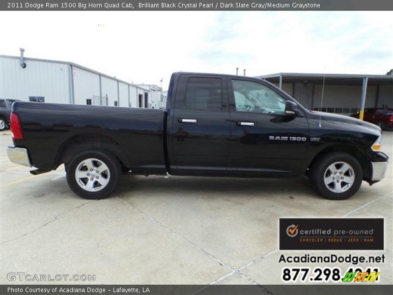 Brilliant Black Crystal Pearl / Dark Slate Gray/Medium Graystone 2011 Dodge Ram 1500 Big Horn Quad Cab