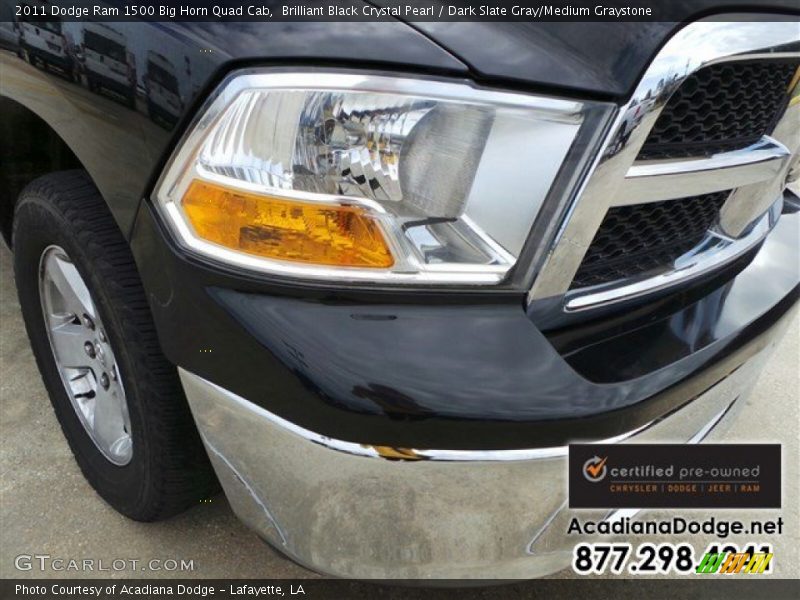 Brilliant Black Crystal Pearl / Dark Slate Gray/Medium Graystone 2011 Dodge Ram 1500 Big Horn Quad Cab