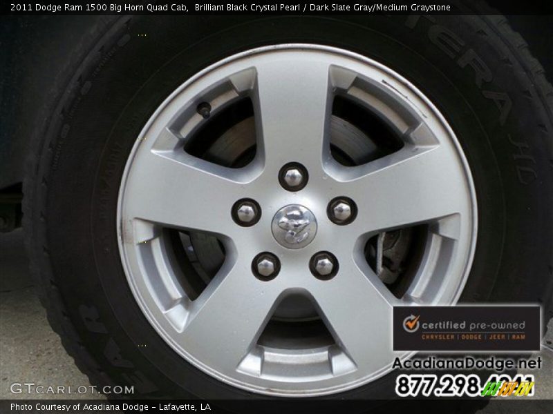 Brilliant Black Crystal Pearl / Dark Slate Gray/Medium Graystone 2011 Dodge Ram 1500 Big Horn Quad Cab