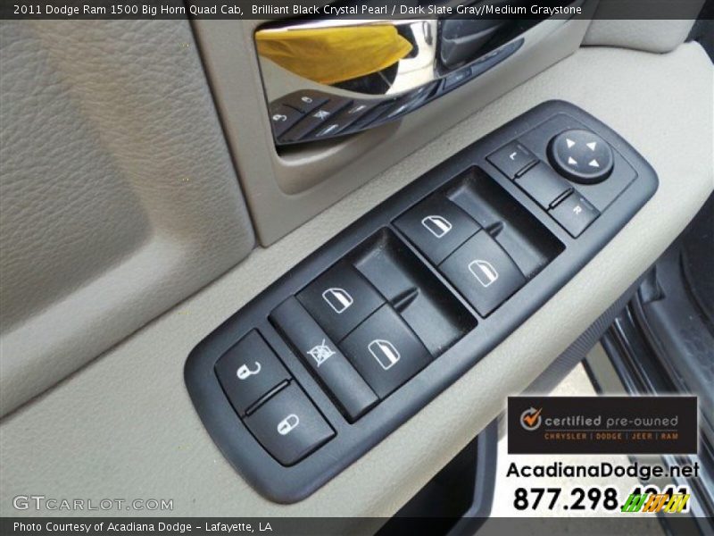 Brilliant Black Crystal Pearl / Dark Slate Gray/Medium Graystone 2011 Dodge Ram 1500 Big Horn Quad Cab