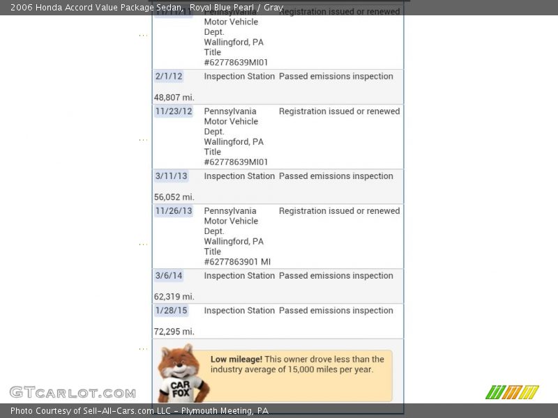 Royal Blue Pearl / Gray 2006 Honda Accord Value Package Sedan