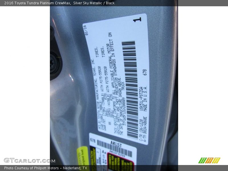 Silver Sky Metallic / Black 2016 Toyota Tundra Platinum CrewMax