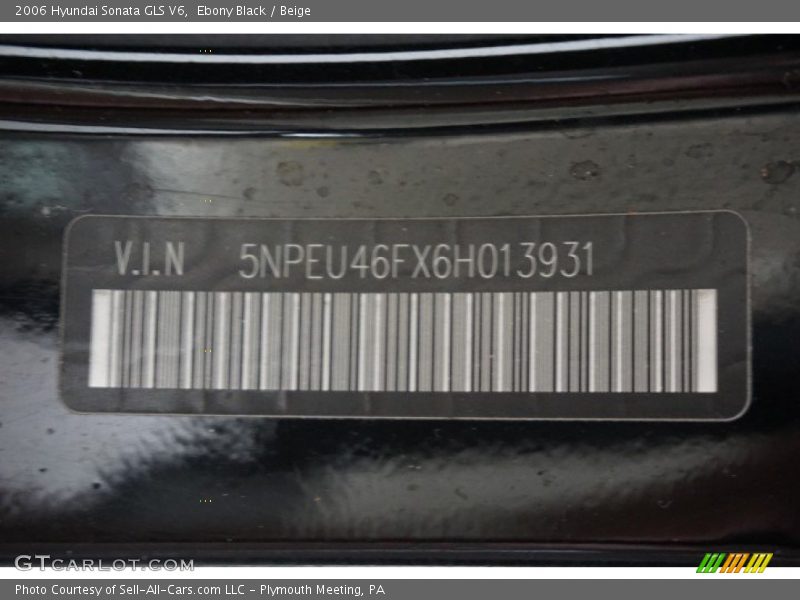 Ebony Black / Beige 2006 Hyundai Sonata GLS V6