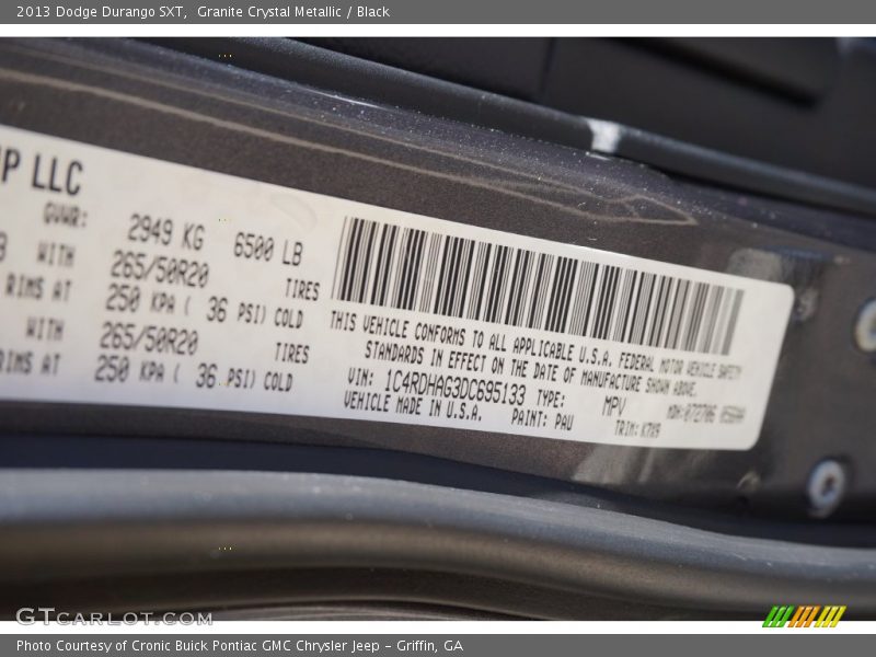 Granite Crystal Metallic / Black 2013 Dodge Durango SXT