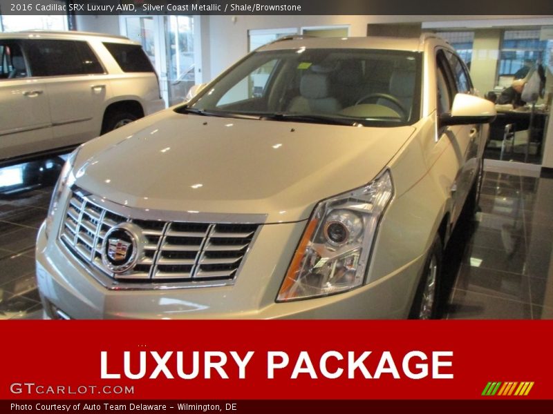 Silver Coast Metallic / Shale/Brownstone 2016 Cadillac SRX Luxury AWD