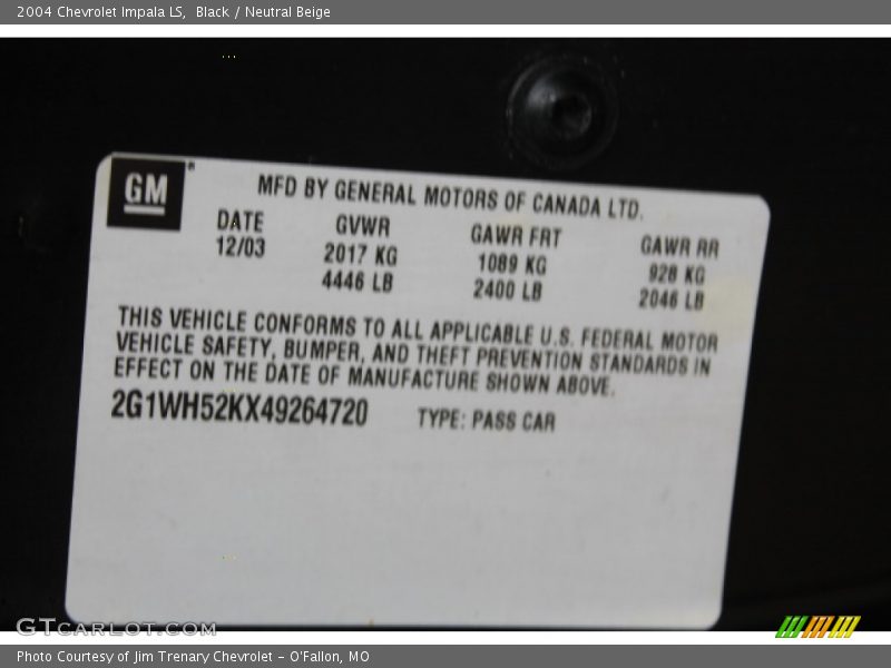 Black / Neutral Beige 2004 Chevrolet Impala LS
