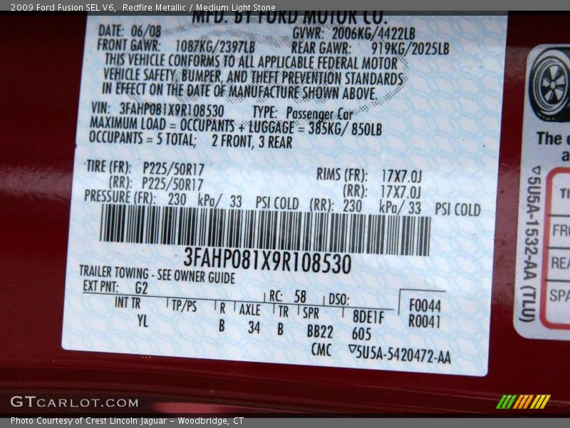 Redfire Metallic / Medium Light Stone 2009 Ford Fusion SEL V6