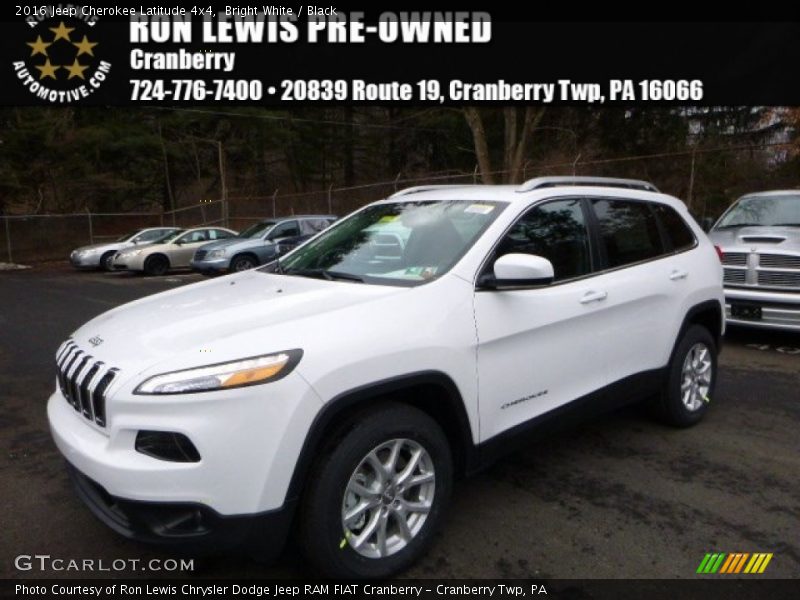 Bright White / Black 2016 Jeep Cherokee Latitude 4x4