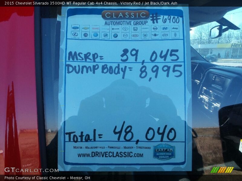 Victory Red / Jet Black/Dark Ash 2015 Chevrolet Silverado 3500HD WT Regular Cab 4x4 Chassis