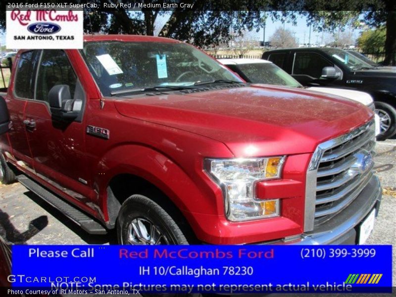 Ruby Red / Medium Earth Gray 2016 Ford F150 XLT SuperCab