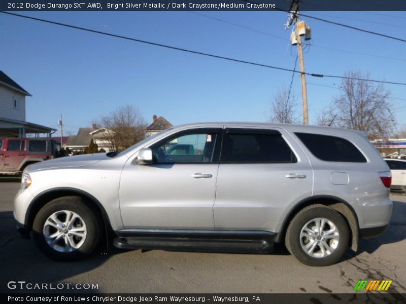 Bright Silver Metallic / Dark Graystone/Medium Graystone 2012 Dodge Durango SXT AWD