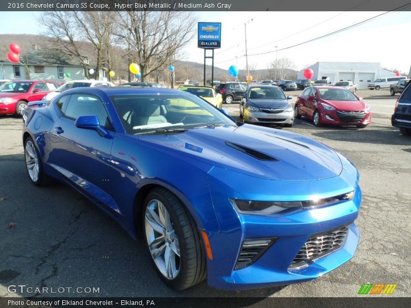 Hyper Blue Metallic / Medium Ash Gray 2016 Chevrolet Camaro SS Coupe