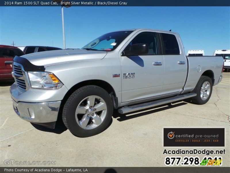 Bright Silver Metallic / Black/Diesel Gray 2014 Ram 1500 SLT Quad Cab
