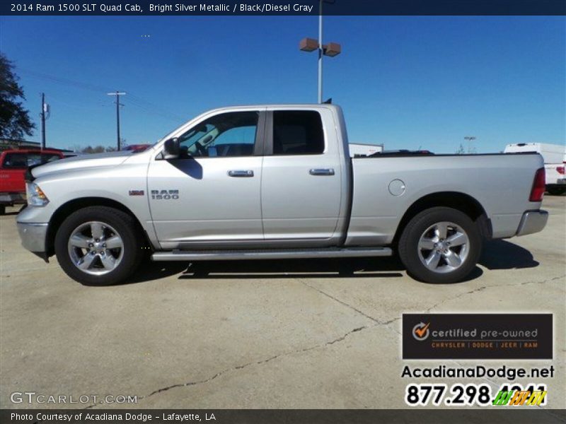 Bright Silver Metallic / Black/Diesel Gray 2014 Ram 1500 SLT Quad Cab